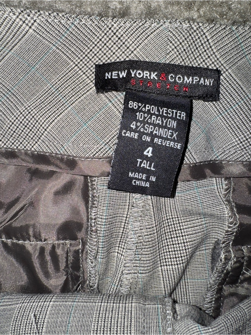 New York & Company Gray Plaid Flare Pants 4 Tall - Picture 6 of 11